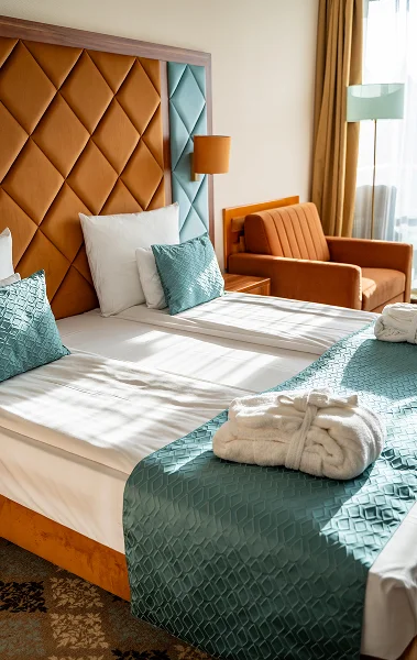 Szállodai szoba franciáággyal a Wellness Hotel Gyulában